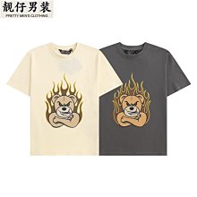 暴力熊印花短袖上衣 短T 落肩款 寬鬆 純棉 不起毛球 潮T 男女休閒穿搭 短袖男 上衣短t男生 港風百搭潮男 歷史價格詳細信息