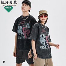 ARTIE男裝丨磨邊做舊電鋸人動漫卡通印花T恤炒雪花復古短袖T恤 歷史價格詳細信息