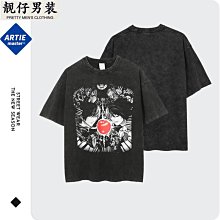 ARTIE男裝丨磨邊做舊電鋸人動漫卡通印花T恤炒雪花復古短袖T恤 歷史價格詳細信息