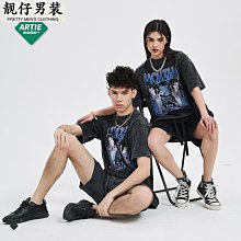 ARTIE男裝丨磨邊做舊電鋸人動漫卡通印花T恤炒雪花復古短袖T恤 歷史價格詳細信息