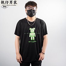 暴力熊印花短袖上衣 短T 落肩款 寬鬆 純棉 不起毛球 潮T 男女休閒穿搭 短袖男 上衣短t男生 港風百搭潮男 歷史價格詳細信息