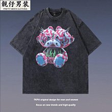 TKPA美式街頭潮牌惡搞卡通印花做舊長袖T恤男女復古高街打底上衣 歷史價格詳細信息