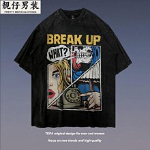 美式短袖t恤男裝國潮牌夏季港風學生寬松韓版上衣服體恤衫ins-正正男裝 歷史價格詳細信息