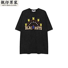 啟林服飾設計感潮牌oversize美式街頭小眾人物復古情侶ins短袖t恤-靚仔男裝 歷史價格詳細信息