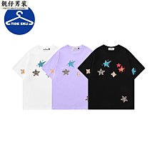 短袖【星星B系列】BJHG夏美式麂皮絨情侶短袖寬松T恤男生潮牌2023半袖 歷史價格詳細信息