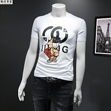 【男裝T恤】短袖t恤.歐洲站短袖t恤男大碼印花體恤絲光棉圓領 半截半袖修身男潮 歷史價格詳細信息