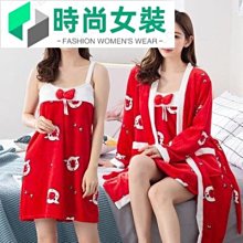 秋冬法蘭絨睡裙女長袖帶帽中長款珊瑚絨家居袍男開衫大碼純色情侶[樂營睡衣] 歷史價格詳細信息