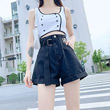 黑色高腰牛仔短褲女夏季新款大碼胖mm顯瘦遮肚小個子a字闊腿熱褲 歷史價格詳細信息