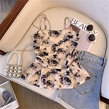 國風水墨畫吊帶連衣裙女夏氣質修身顯瘦包臀裙子荷葉邊無袖中長裙-萬物起源 歷史價格詳細信息