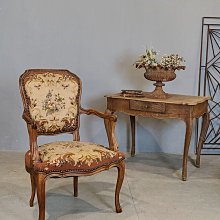 【卡卡頌  歐洲古董】法國古董  路易十五 洛可可  胡桃木雕刻  極美  鵝黃 單人沙發 ch0332 歷史價格詳細信息