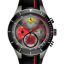 FERRARI法拉利男錶,編號FE00020,46mm黑圓形精鋼錶殼,黑色運動錶面,深黑色矽膠錶帶款,別樹一格! 歷史價格詳細信息