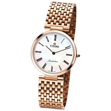 瑞士 梅花錶 Titoni 氣質 優雅伊人水漾系列 時尚 玫瑰金 貝殼面 女用石英表 TQ 42931 歷史價格詳細信息