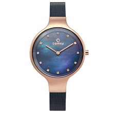 OBAKU 浩瀚星宇雙眼日期腕錶-黑x銀米蘭帶 歷史價格詳細信息