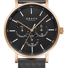 OBAKU 浩瀚星宇雙眼日期腕錶-黑x銀米蘭帶 歷史價格詳細信息