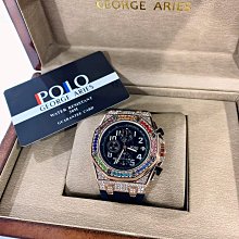 (2色可選)(Little bee小蜜蜂精品)POLO GEORGE ARIES 石英錶 掃秒功能 簍空酒桶橡膠錶 歷史價格詳細信息