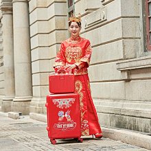 行李箱酒紅色行李箱結婚陪嫁喜箱一對新娘婚禮女方嫁妝密碼拉桿旅行皮箱旅行箱 歷史價格詳細信息